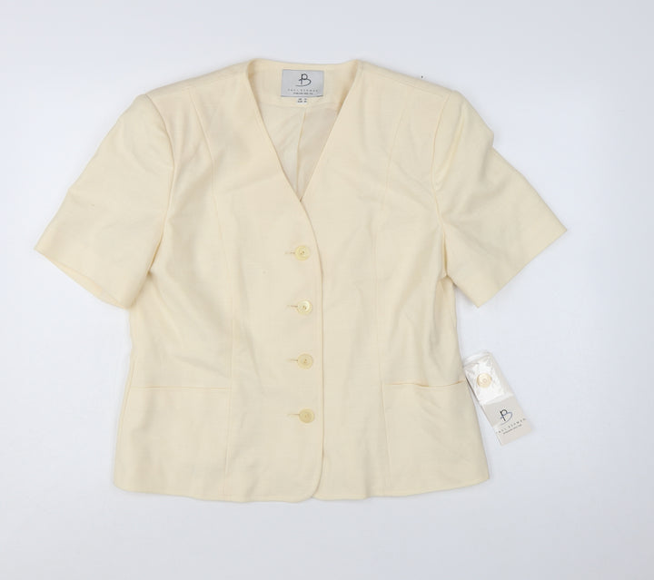 Paul Berman Womens Beige Short Sleeve Suit Jacket UK 14 Classic Fit
