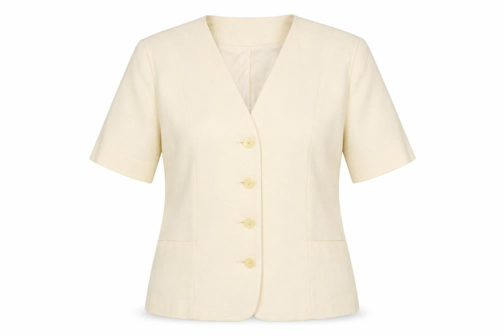 Paul Berman Womens Beige Short Sleeve Suit Jacket UK 14 Classic Fit