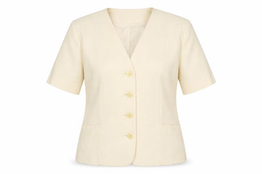 Paul Berman Womens Beige Short Sleeve Suit Jacket UK 14 Classic Fit