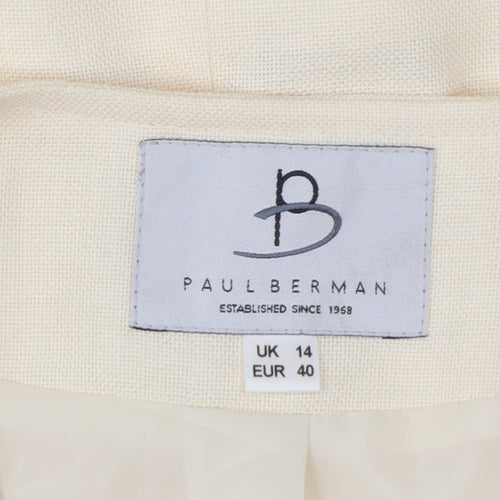 Paul Berman Womens Beige Short Sleeve Suit Jacket UK 14 Classic Fit