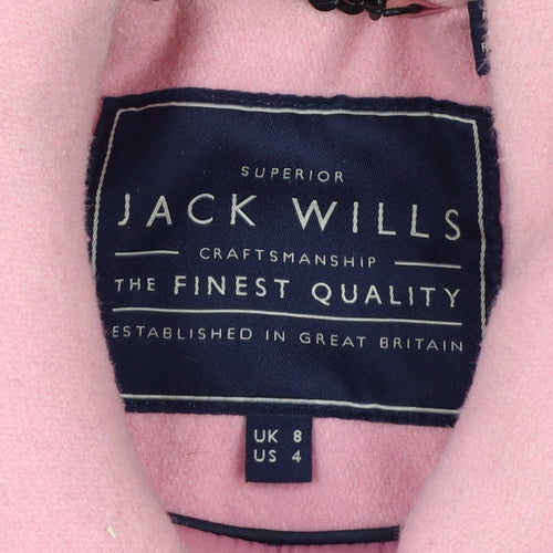 Jack Wills Women's Pink Wool Blend Mid-Length Pea Coat UK 8