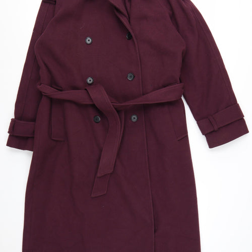 ASOS DESIGN Women’s Purple Long Trench Coat Size L Belted Classic Style