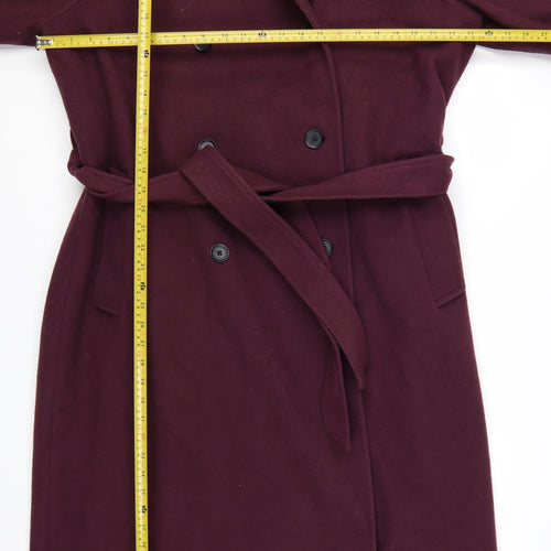 ASOS DESIGN Women’s Purple Long Trench Coat Size L Belted Classic Style