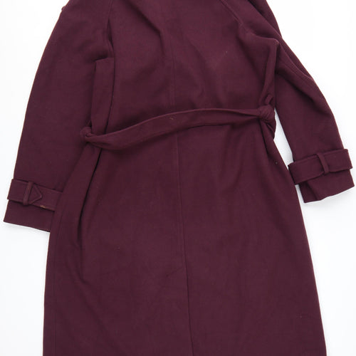ASOS DESIGN Women’s Purple Long Trench Coat Size L Belted Classic Style