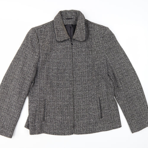 Berkertex Women's Grey Tweed Zip-Up Jacket Size 16 Lined Classic Style