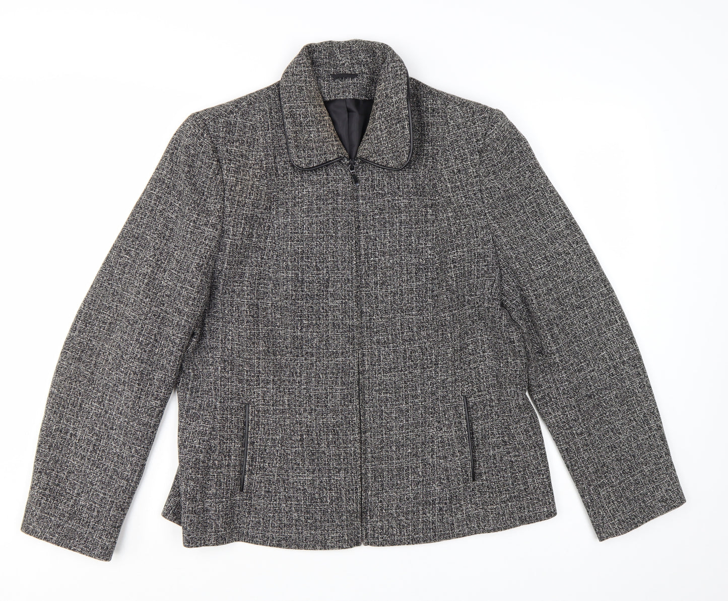 Berkertex Women's Grey Tweed Zip-Up Jacket Size 16 Lined Classic Style