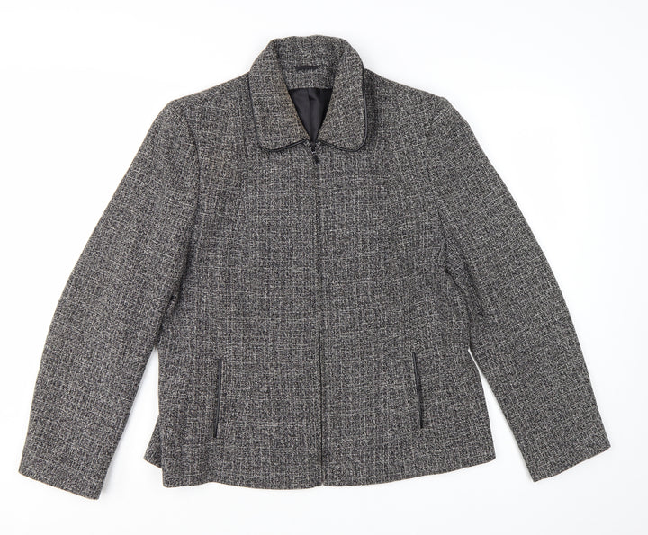 Berkertex Women's Grey Tweed Zip-Up Jacket Size 16 Lined Classic Style