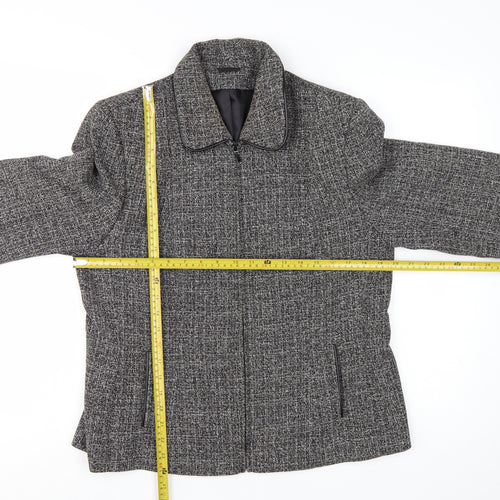 Berkertex Women's Grey Tweed Zip-Up Jacket Size 16 Lined Classic Style