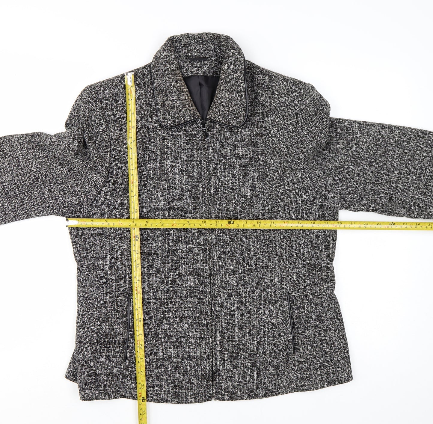Berkertex Women's Grey Tweed Zip-Up Jacket Size 16 Lined Classic Style