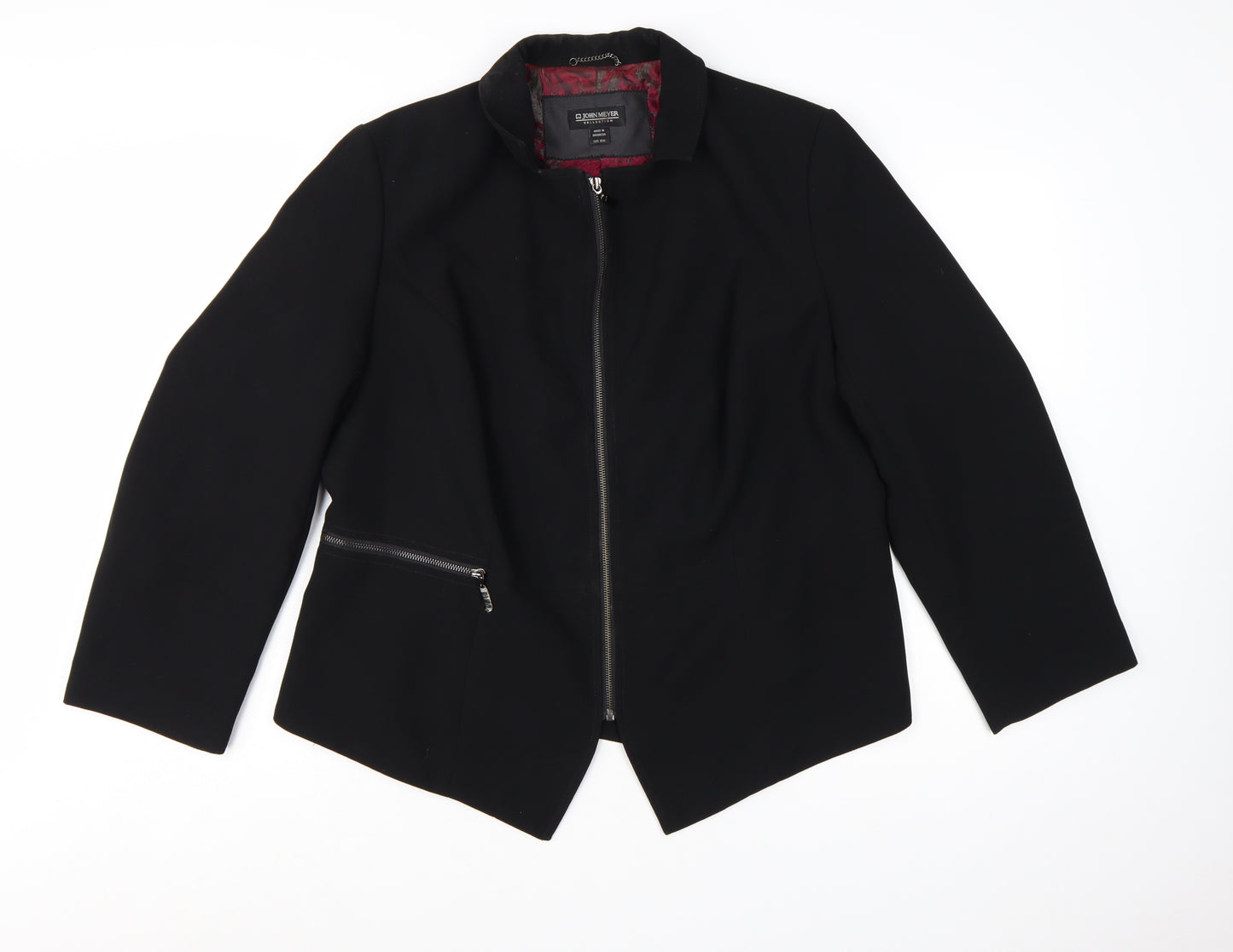 John Meyer Women's Black Plus Size 16 Lined Zip Suit Jacket