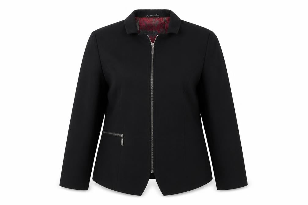 John Meyer Women's Black Plus Size 16 Lined Zip Suit Jacket