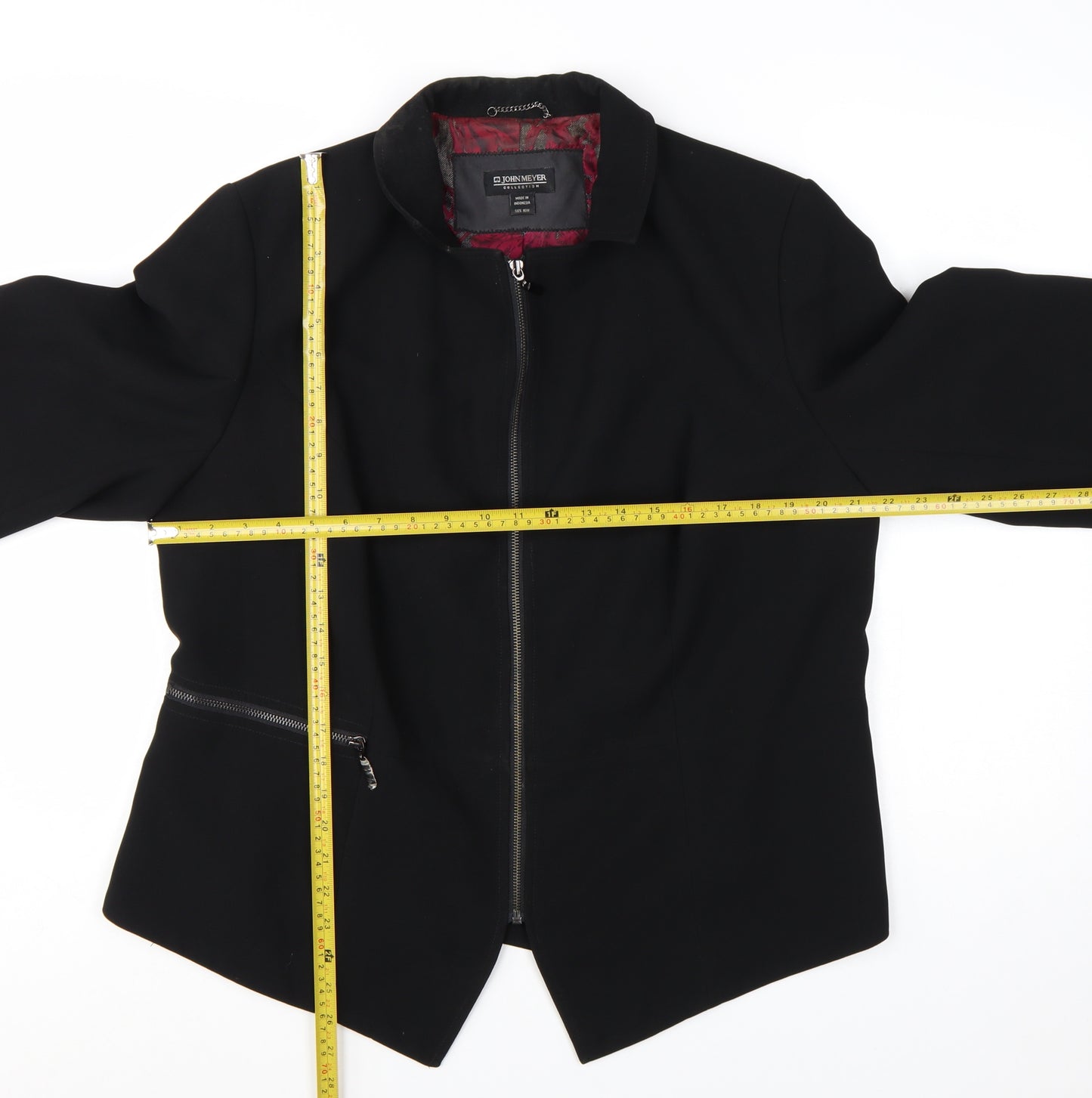 John Meyer Women's Black Plus Size 16 Lined Zip Suit Jacket