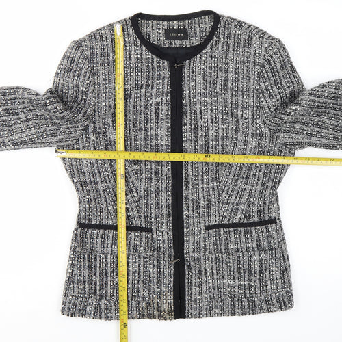 Linea Women Grey Bouclé Tweed Blazer Jacket Size 14 Wool Blend