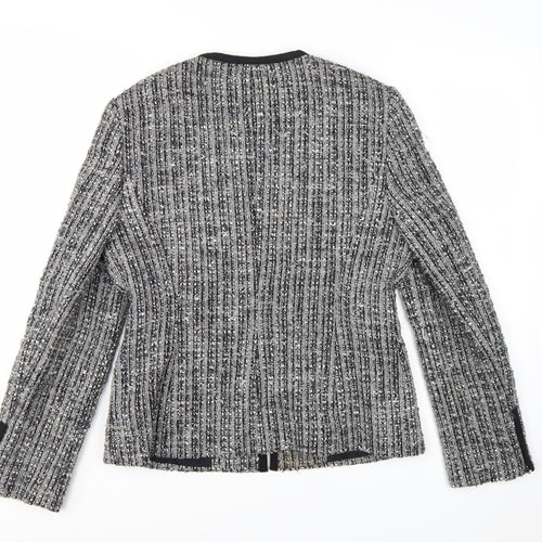 Linea Women Grey Bouclé Tweed Blazer Jacket Size 14 Wool Blend
