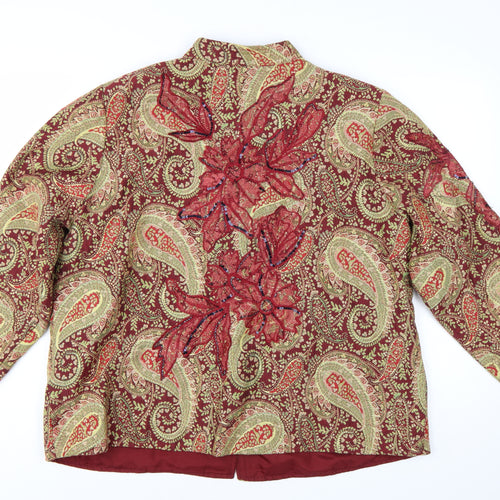 Indigo Moon Women's Red Paisley Embroidered Jacket 2XL Bohemian Style