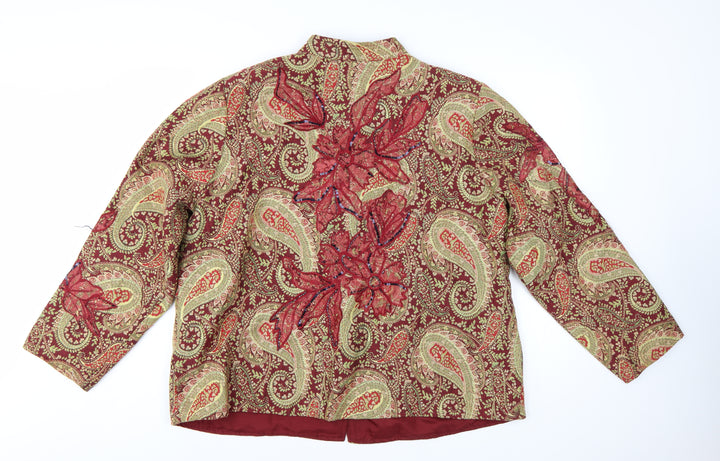 Indigo Moon Women's Red Paisley Embroidered Jacket 2XL Bohemian Style