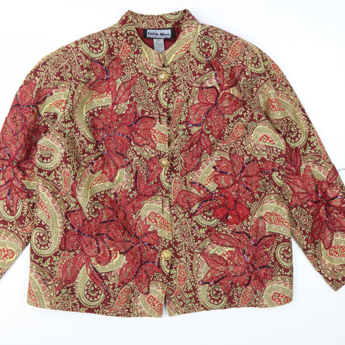 Indigo Moon Women's Red Paisley Embroidered Jacket 2XL Bohemian Style