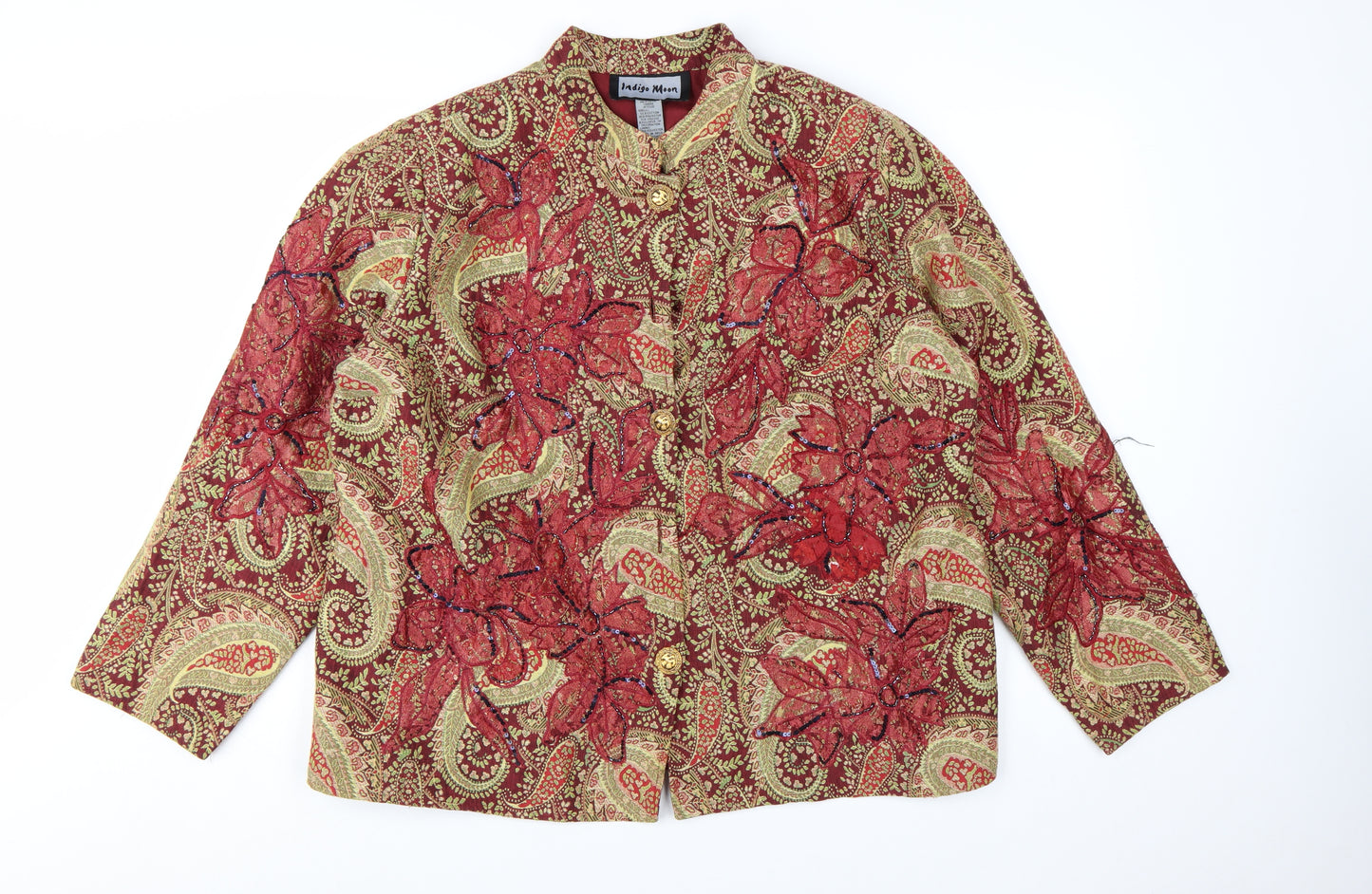 Indigo Moon Women's Red Paisley Embroidered Jacket 2XL Bohemian Style