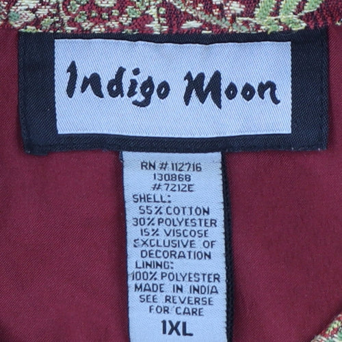 Indigo Moon Women's Red Paisley Embroidered Jacket 2XL Bohemian Style