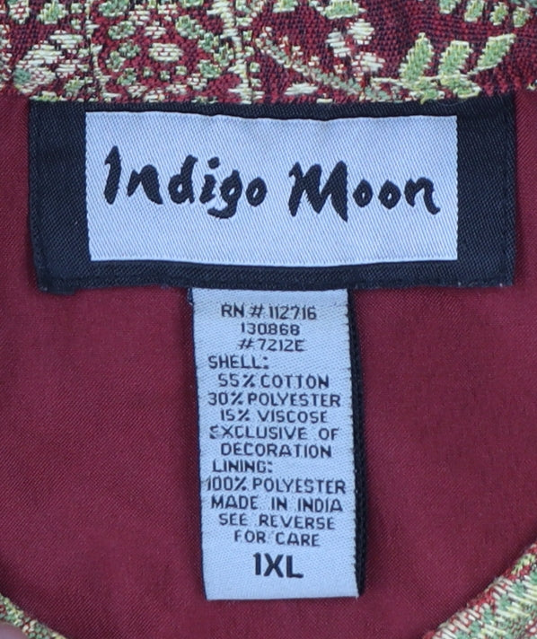 Indigo Moon Women's Red Paisley Embroidered Jacket 2XL Bohemian Style