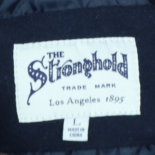 The Stronghold Men's Blue Varsity Jacket L Embroidered LA Wool Look