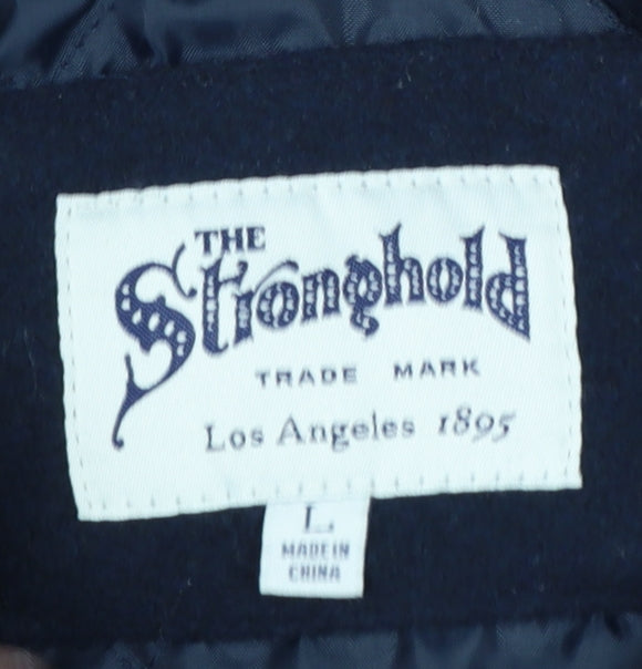 The Stronghold Men's Blue Varsity Jacket L Embroidered LA Wool Look