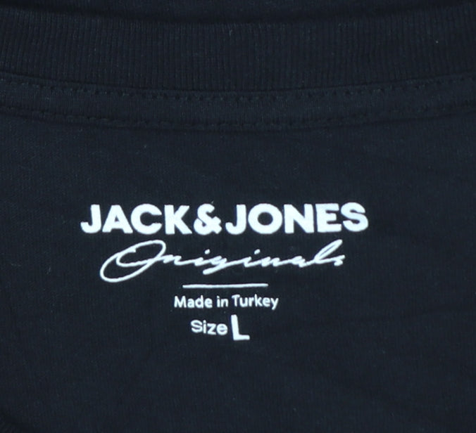Jack & Jones Men's Black Pizza Graphic T-Shirt Size L