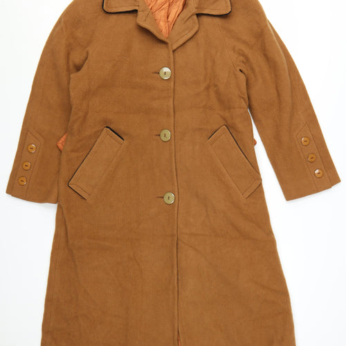 Ashley Scott Petite Women's Brown Wool Blend Long Overcoat Size 10