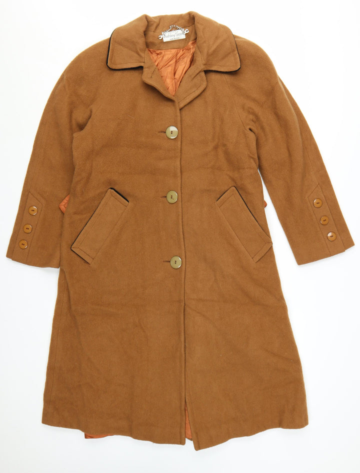 Ashley Scott Petite Women's Brown Wool Blend Long Overcoat Size 10