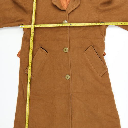 Ashley Scott Petite Women's Brown Wool Blend Long Overcoat Size 10