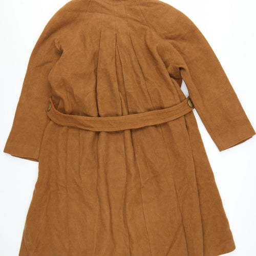 Ashley Scott Petite Women's Brown Wool Blend Long Overcoat Size 10
