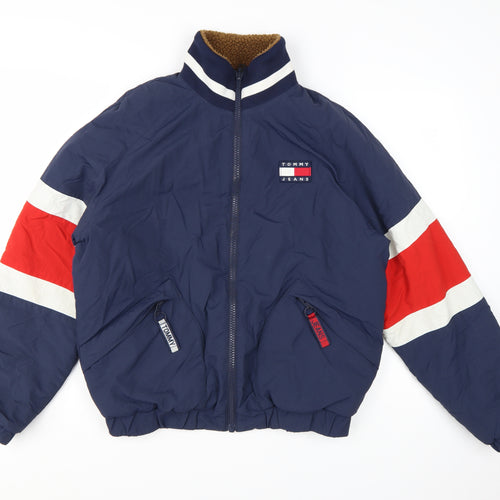Tommy Jeans Men's Blue Bomber Jacket S Retro Lined Full Zip