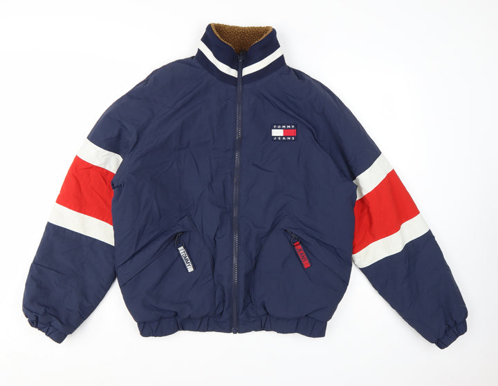 Tommy Jeans Men's Blue Bomber Jacket S Retro Lined Full Zip