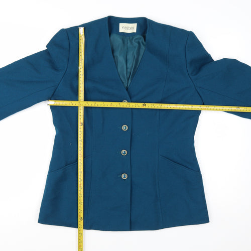 Eastex Blue Wool Single-Breasted Suit Jacket Women UK 12