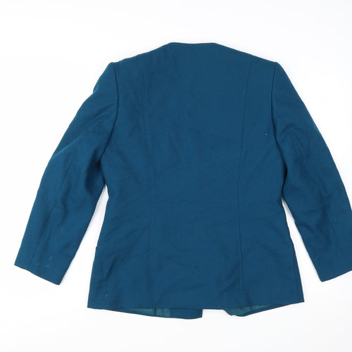 Eastex Blue Wool Single-Breasted Suit Jacket Women UK 12