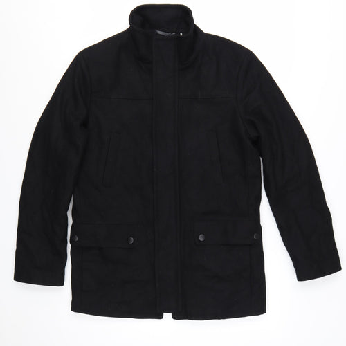 Kenneth Cole Reaction Men's Black Wool Blend Mid-Length Overcoat Size S