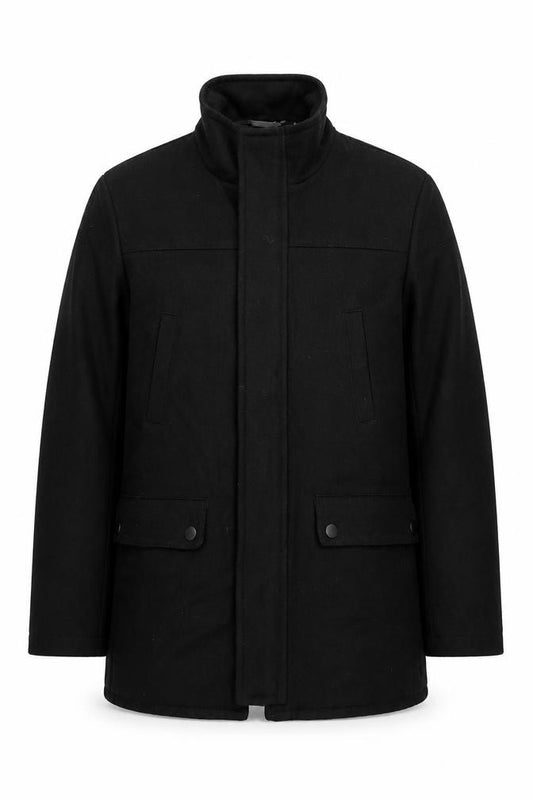 Kenneth Cole Reaction Men's Black Wool Blend Mid-Length Overcoat Size S