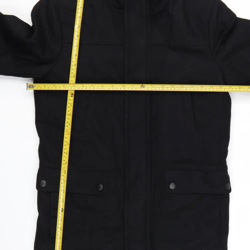 Kenneth Cole Reaction Men's Black Wool Blend Mid-Length Overcoat Size S
