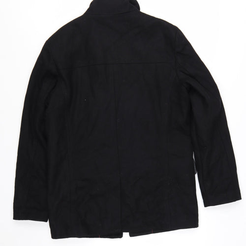 Kenneth Cole Reaction Men's Black Wool Blend Mid-Length Overcoat Size S