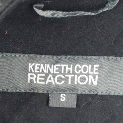 Kenneth Cole Reaction Men's Black Wool Blend Mid-Length Overcoat Size S