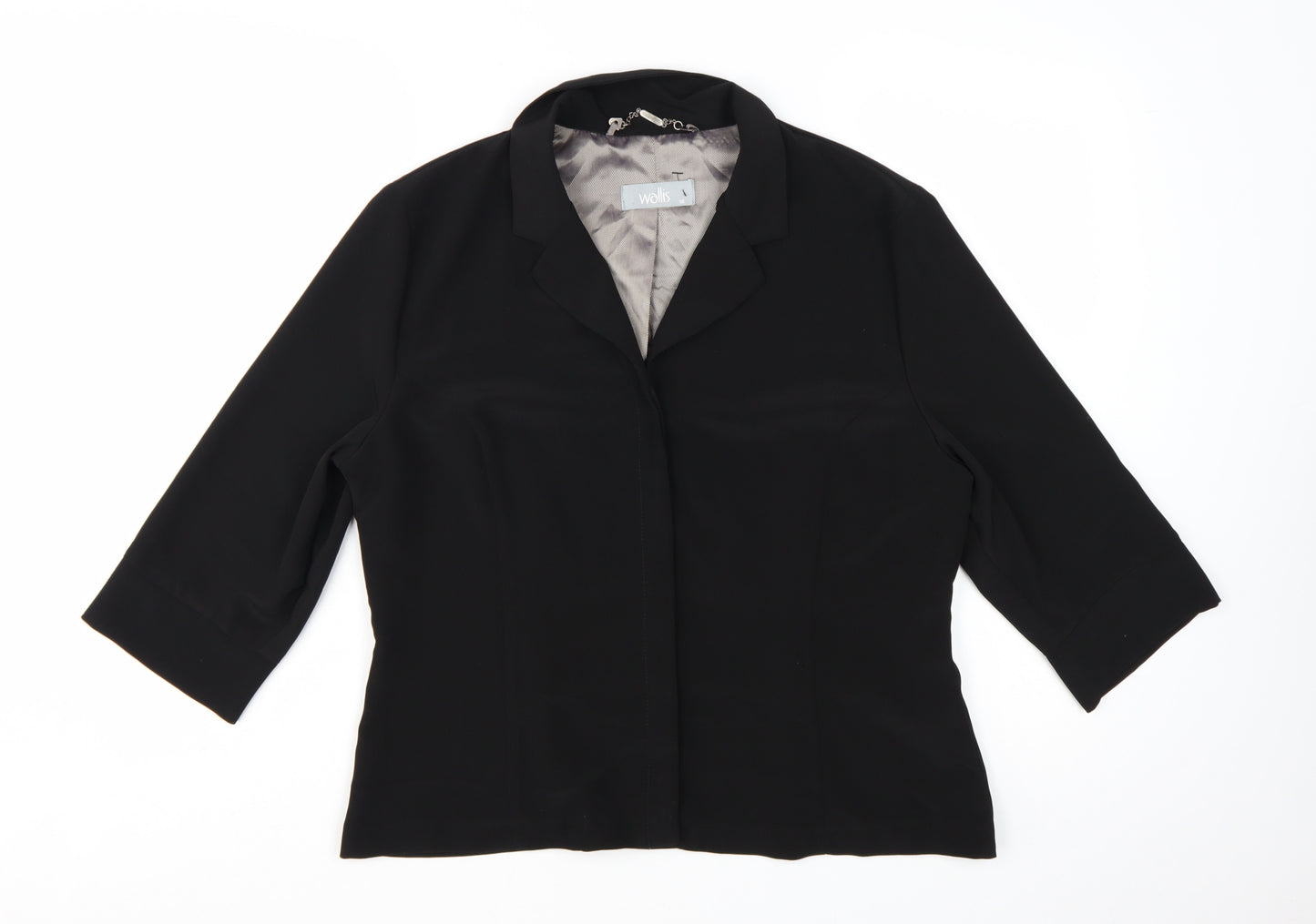 Wallis Womens Black Size 16 3/4 Sleeve Tailored Suit Jacket