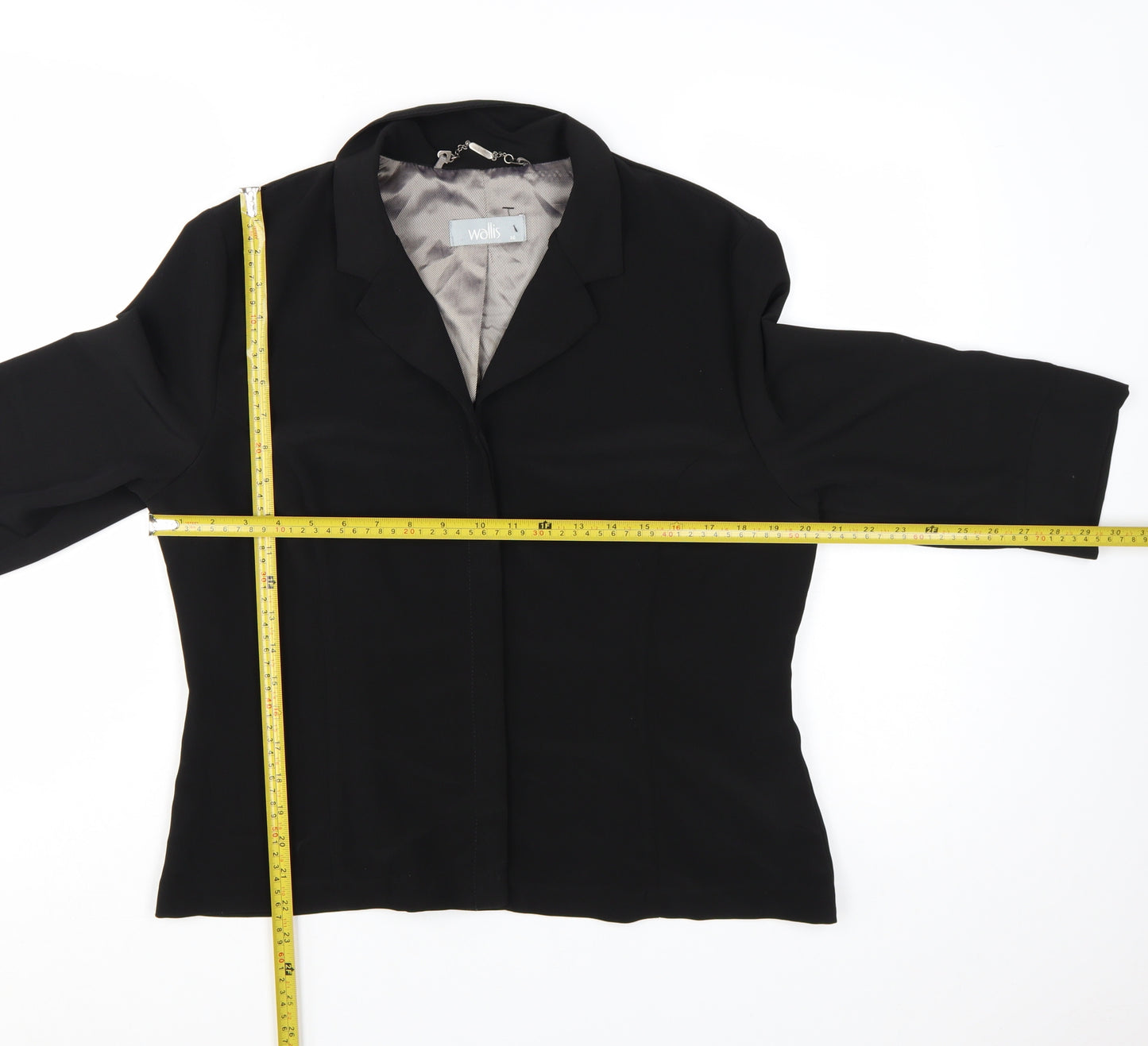 Wallis Womens Black Size 16 3/4 Sleeve Tailored Suit Jacket