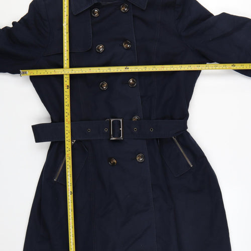 The Collection Debenhams Women's Blue Petite 16 Trench Coat Belted Mid-Length