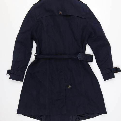 The Collection Debenhams Women's Blue Petite 16 Trench Coat Belted Mid-Length
