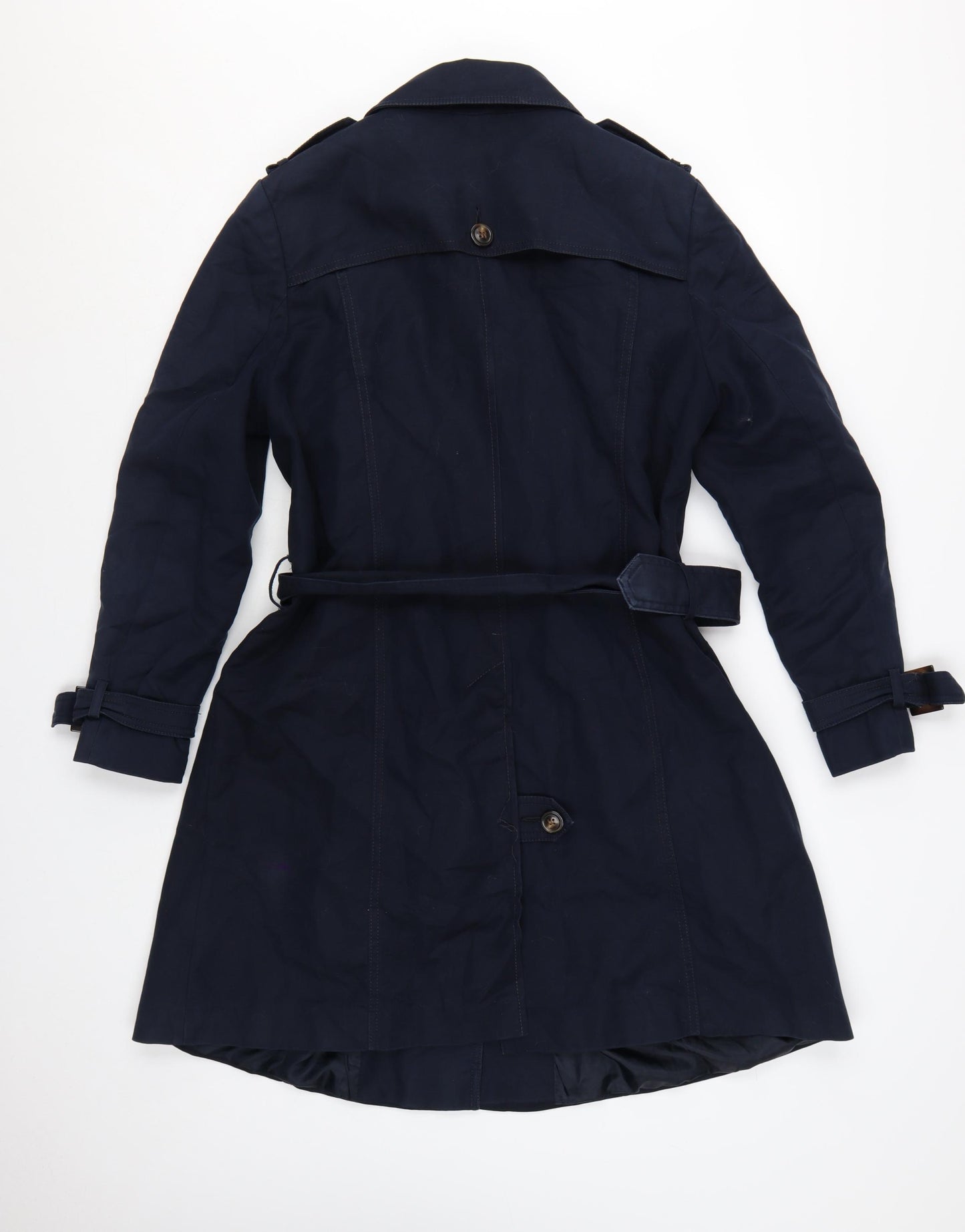 The Collection Debenhams Women's Blue Petite 16 Trench Coat Belted Mid-Length