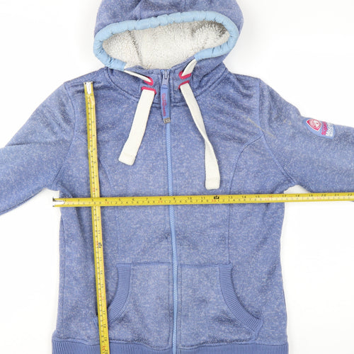 Superdry Women Blue Full Zip Hoodie Lined L Size Casual Sweatshirt