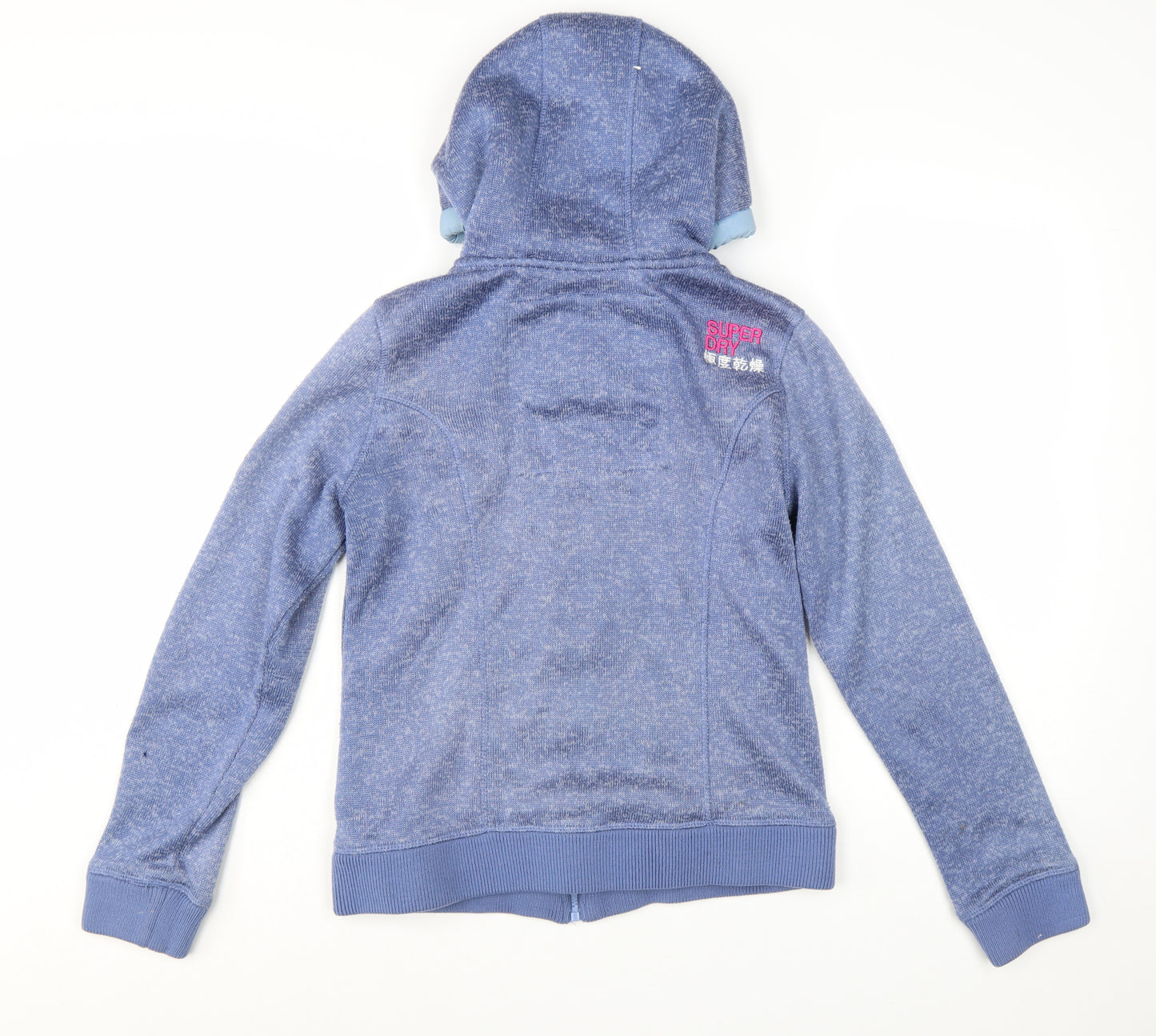 Superdry Women Blue Full Zip Hoodie Lined L Size Casual Sweatshirt