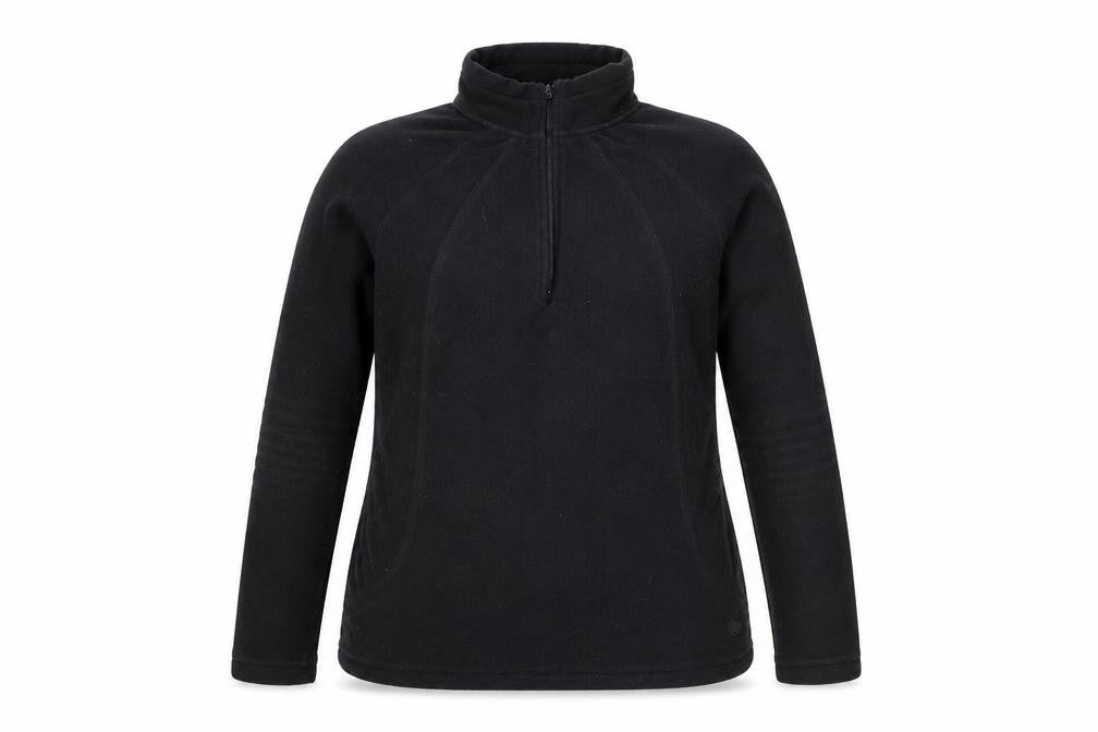 Front view of Peter Storm Women's Black, size 8, 1/2 Zip Fleece Pullover Sweatshirt