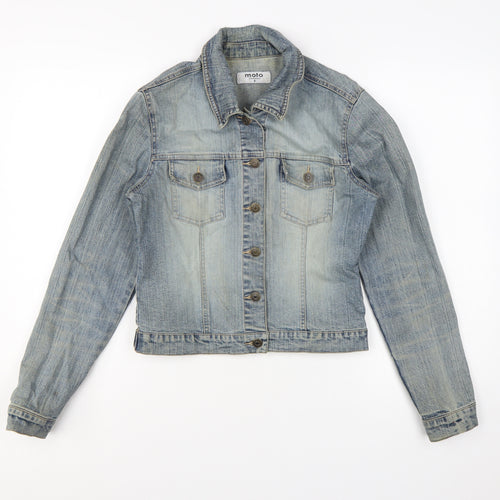 Moto Womens Blue Denim Basic Jacket Size 8