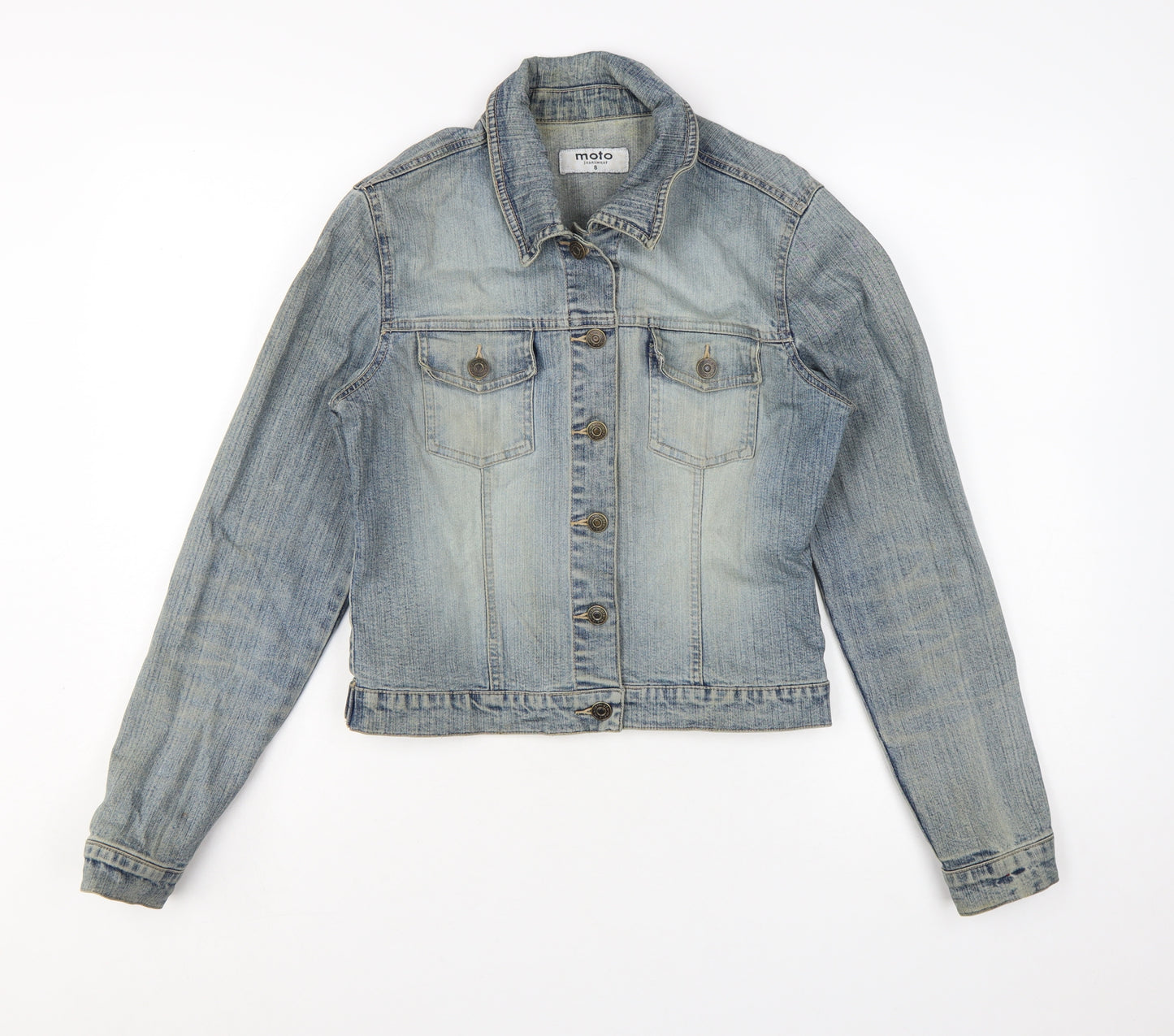 Moto Womens Blue Denim Basic Jacket Size 8